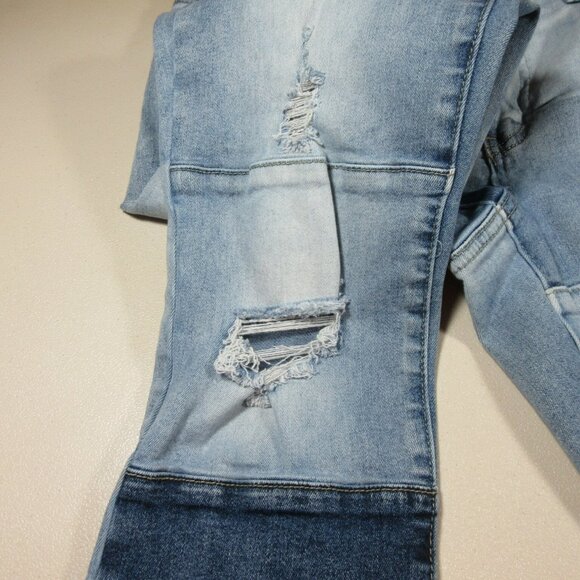 Venus womens dark medium light wash distressed patchwork skinny jeans 8x30 EUC - Picture 11 of 13